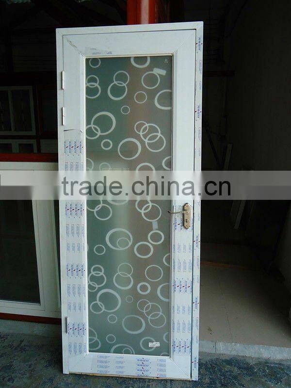 PVC glass bathroom doors with pattern frosted glass interior doors
