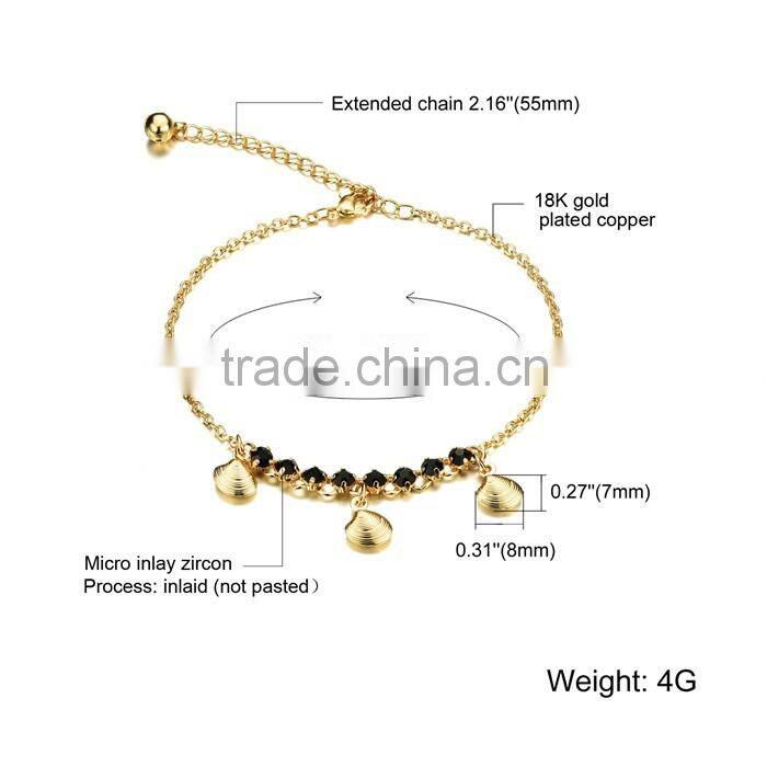 2016 summer fashion design fancy shell anklet fot ladies
