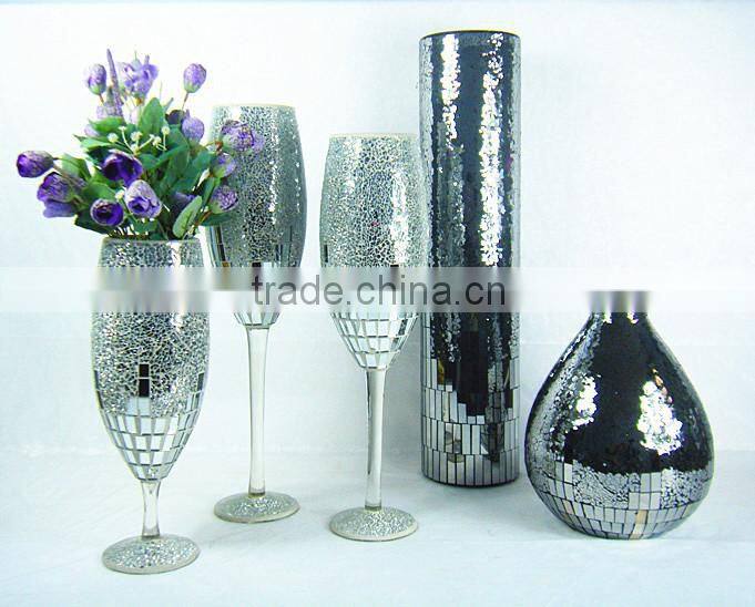 Wholesale glass mosaic mirror vase