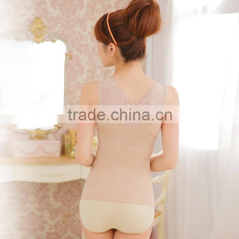 High Quality Lace Design Lady Tank Top Tummy Control V Neck Tank Top