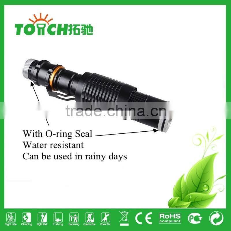 high power flashlight XML T6 zoomable 5 modes with SOS flahslight glare flashlight for outdoor camping use 2*18650 battery lamp