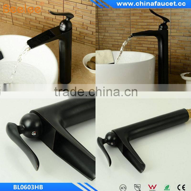 Oil Rubbed Bronze Finish Single Handle Single Hole Bathroom Waterfall Basin Mixer Vessel Faucet Tap