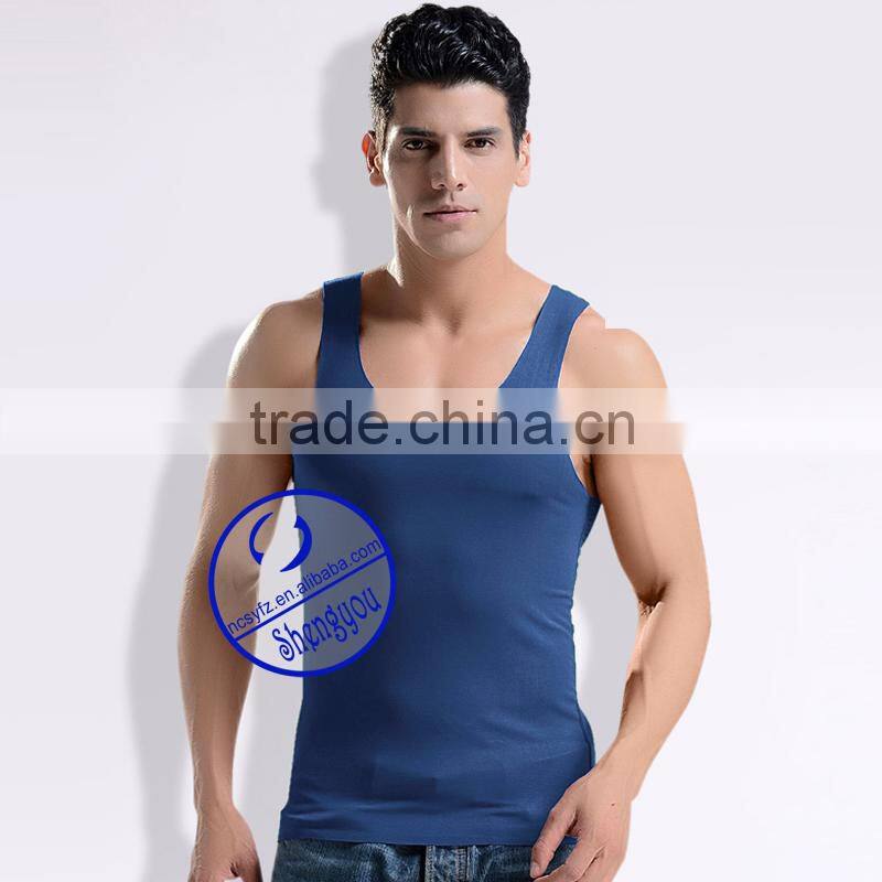 Custom wholesale 100% cotton blank mens gym tank top