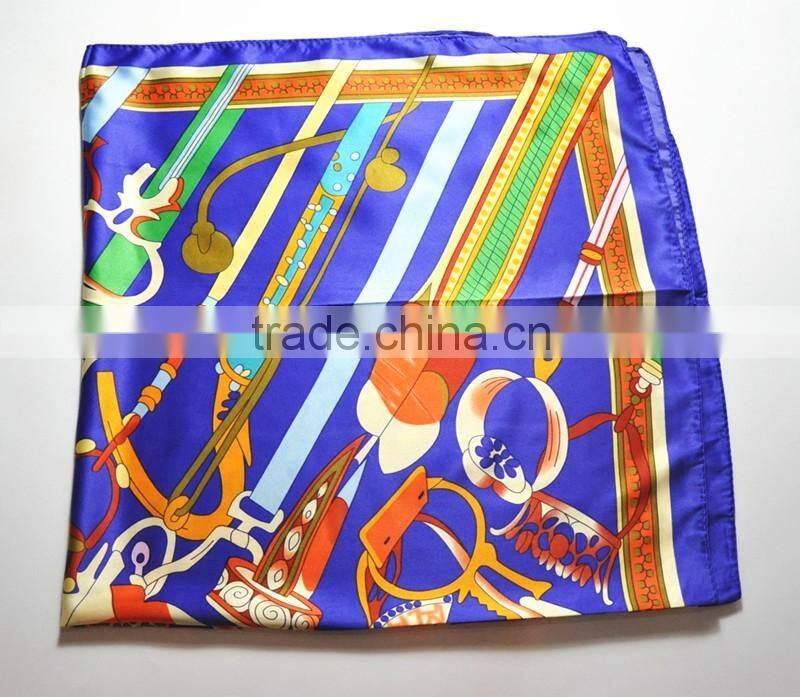 Custom design silk screen print square scarf 90*90cm silk scarf for lady