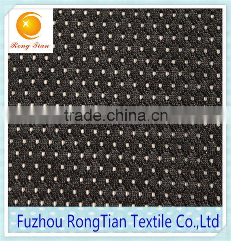 Wholesale black polyester tricot shinny 100D small hole knitting mesh fabric