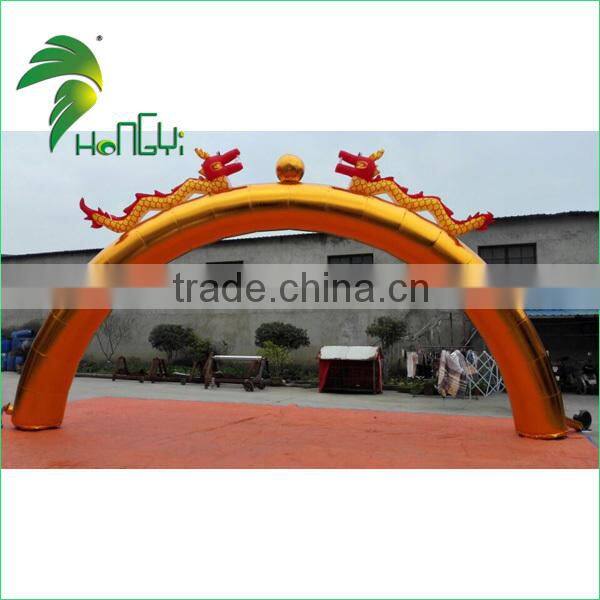 Attractive Customized oxford cloth Golden Inflatable Arch With Two Lions decoration