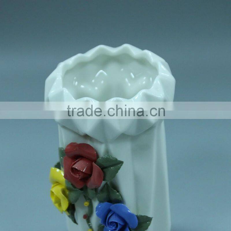 White glaze type style porcelain flower vase decoration