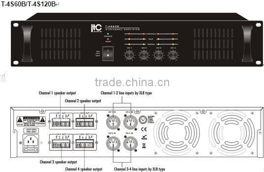 ITC T-4S120B Series Practical 60W 120W 240W 4 Channel Sound Power Amplifier for Sale