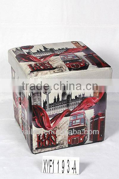 set 3 leather black with button and cover Storage Ottoman