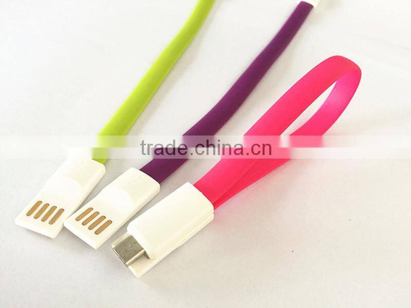 Colorful V8 Connection Flat Micro USB Cable, jelly flat micro usb charging cable for mobilephone