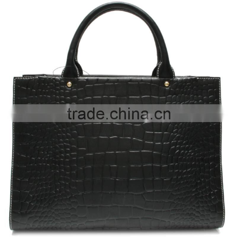 N2272-A5162 New Arrival black crocodile pattern leather satchel handbag ladies fashion designer bags
