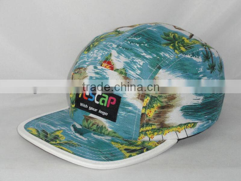 print pattern 5 panel hats wholesale