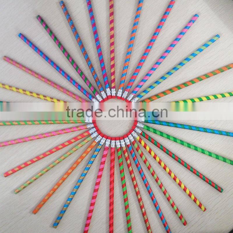 Standard size round shape glitter pencil with eraser