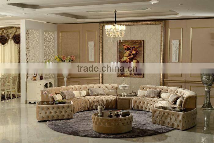 Button Tufted Upholstered Fabric Corner Sofa DH034