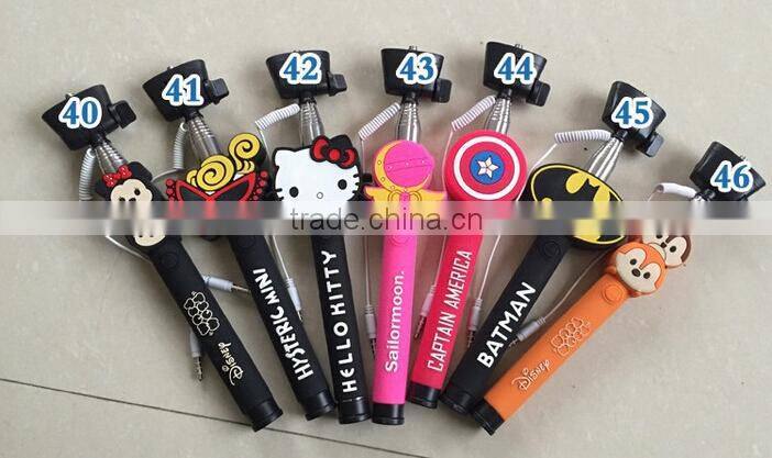 Fashionable Cheap cartoon selfie stick for mobile phone camera