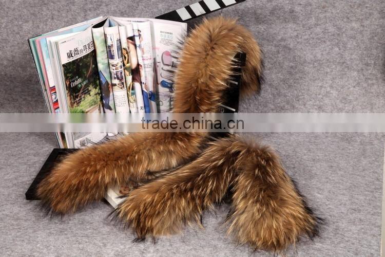 Wholesale natural Raccoon Fur Hood Trim / Detachable Fur Collars / Fur Scarf