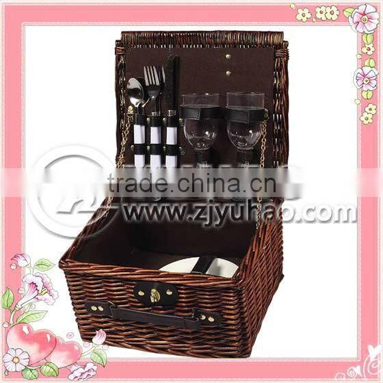 Hot Sale and Natural Wicker Picnic Baskets for 2 person