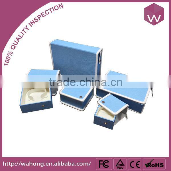 Customized Velvet Jewelry Boxes Set /Light Blue Color Packing Jewelry Necklace Boxes