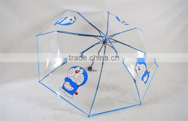 cartoon transparent 3 folding clear umbrella