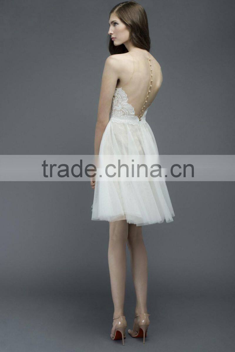 (MY23mes) MARRY YOU Sexy Sleeveless Vintage Lace Wedding Dresses Short