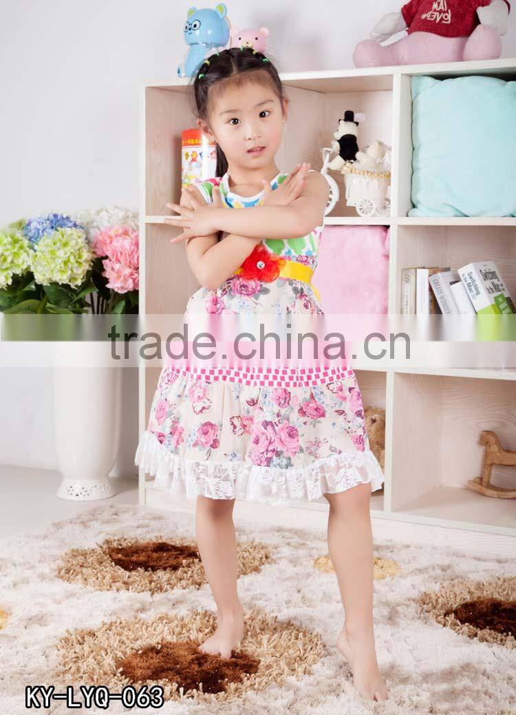 fashion dress for baby girl cotton dress with belt fashion wholesale spring cotton flower baby girl dress