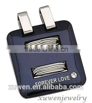 mens black plated cable stainless steel metal pendant