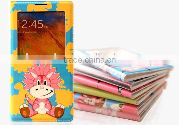 Animal cartoon print oem phone back for samsung note 3 leather case