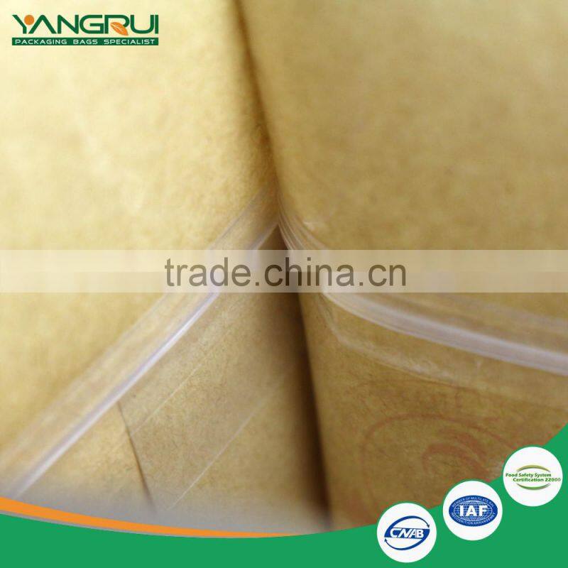 square bottom pouch resealable stand up food bag kraft paper bag with windwo and zipper