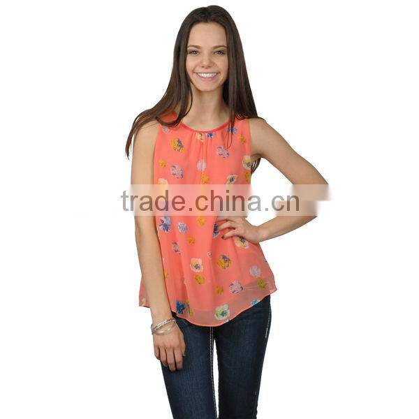 Women's Lightweight Sleeveless Floral Print Top
