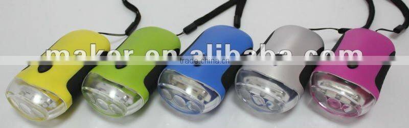 3LED Plastic Colorful Dynamo Flashlight