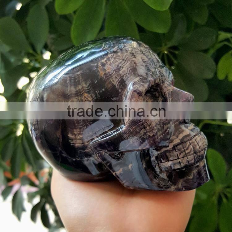 High Quality Purple Fluorite Crystal Skull Lifelike Purple Quartz Crystal Skull