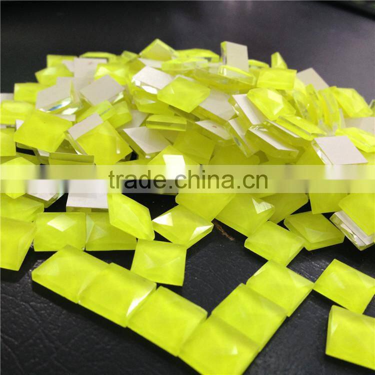 best selling opaque lemon yellow color square shape decorative crystal stone for fashion bag shaped beads factory
