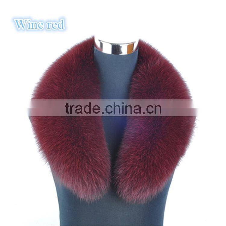 Popular Real Whole Skin Black Fox Fur Accessories Collar For Down Jacket