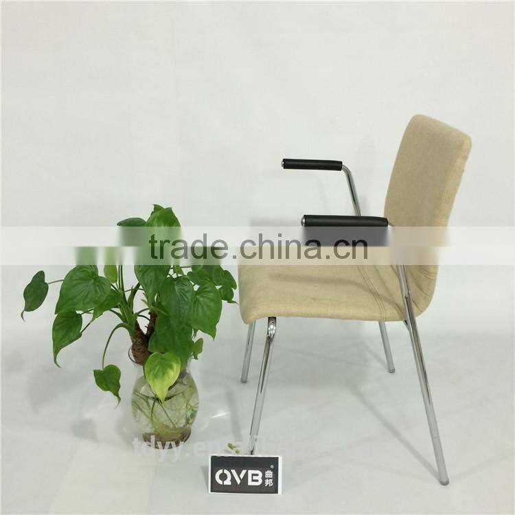 TDC-170-3 QVB JIANDE TONGDA BENTWOOD PLYWOOD FABRIC SEAT stackable METAL CHROME PLATED ARMREST OFFICE CHAIR