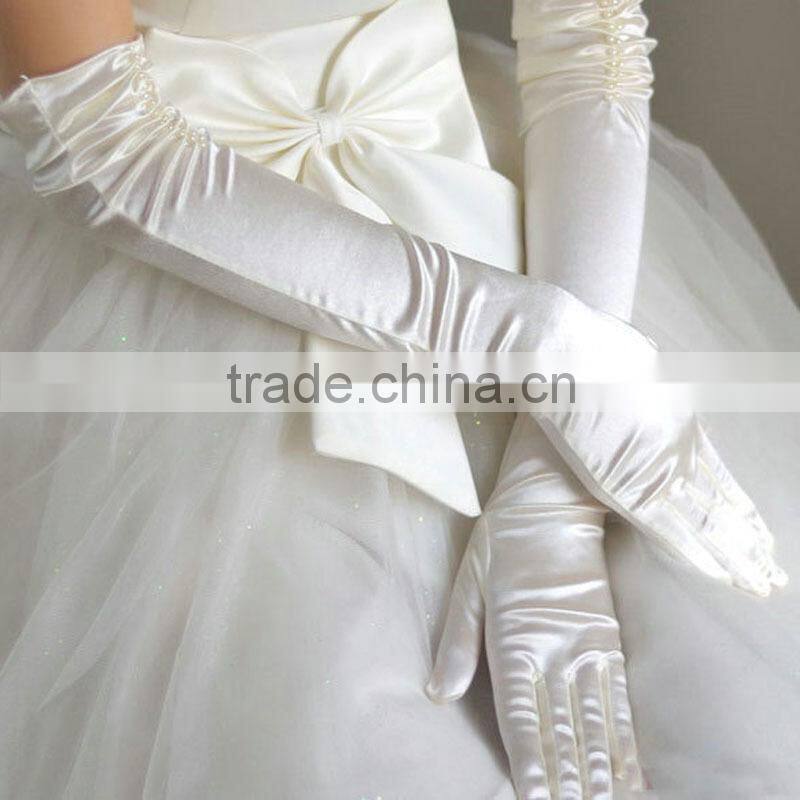 Arm Length Purple Long Satin Gloves