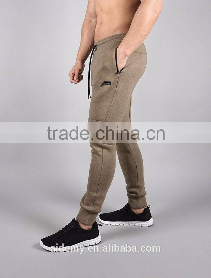 Fashion zipper pocket gym fitness joggers mens fleece jogger pants