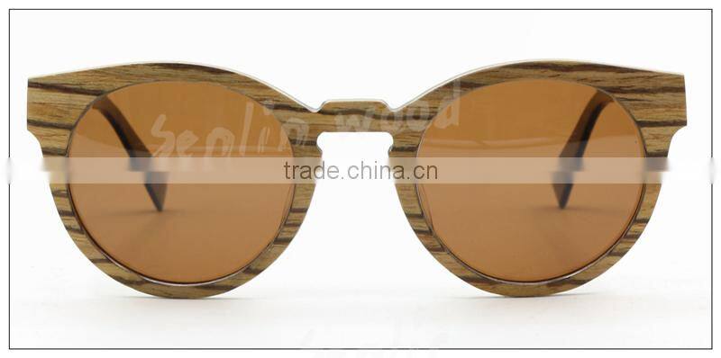 2015 New Women Band Design Glasses Vintage Wood Round Frame Bike Sunglasses Polarized Len With Paper Case Sol Gafas