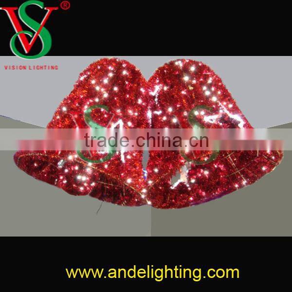 High quality garland double bells LED 3D motif light Christmas light