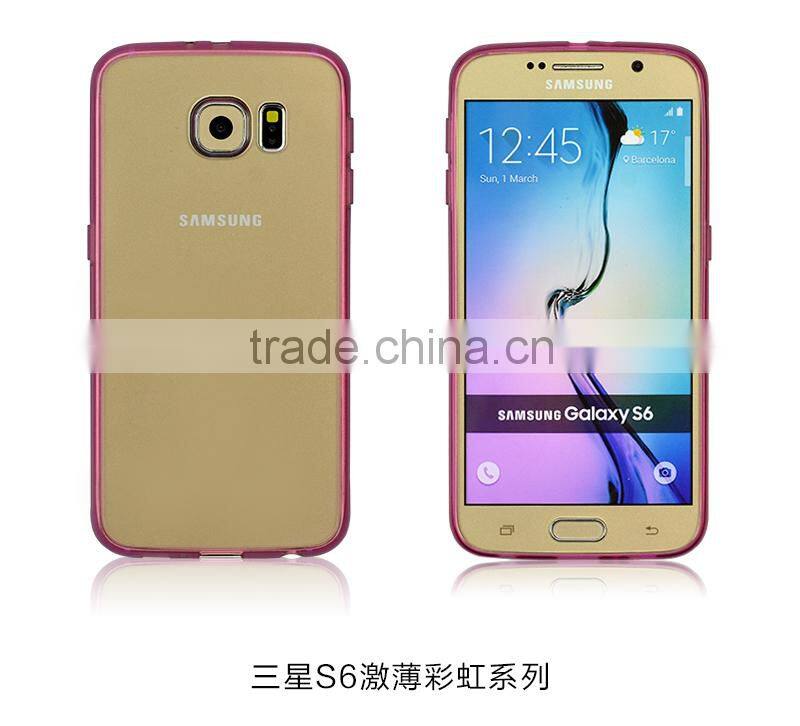 Hot transparent black 0.8MM thin PC+TPU phone cases for S6