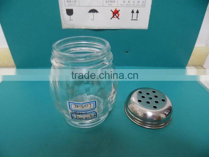 different glass spicy jar with stainless steel caps