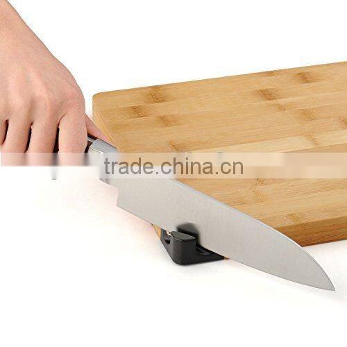 Multifunction Bamboo Sharpening Stone and Cutting Board Thick Bamboo Carving and Chopping Station Drip Groove Handle