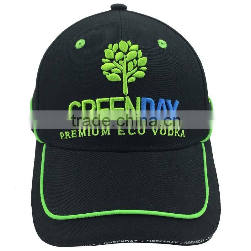 6-Panel custom your own hat with raised embroidered pattern baseball cap with metal buckle