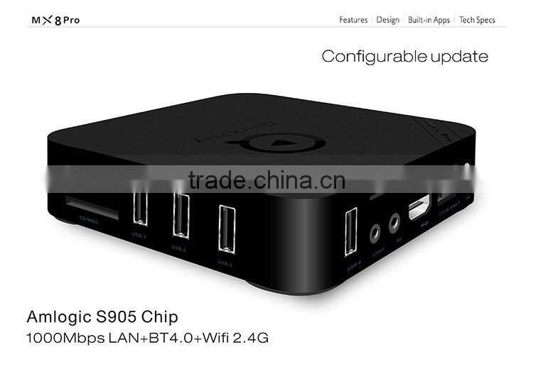 2016 Newest Production Quad Core 4K MX8 PRO Amlogic S905 64bit Pre-installed KODI MX8 Android