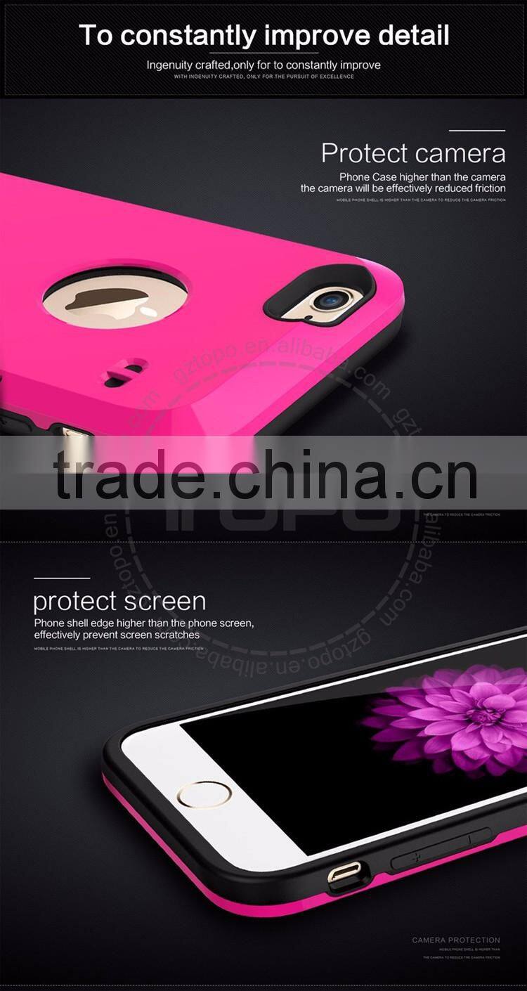 High Quality Scrub TPU+PC case with card Candy color mobile phone housings for iphone 6 6s plus