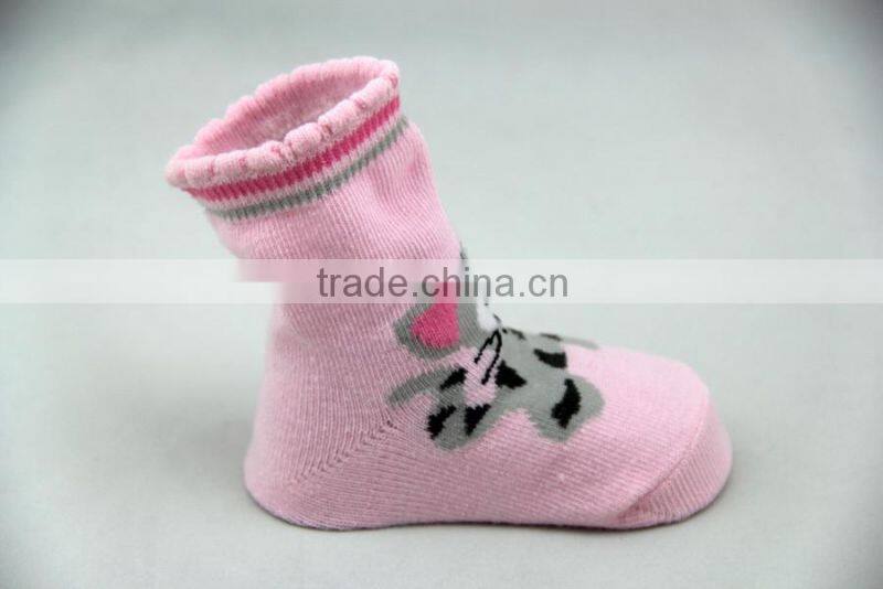 GSB-27 Bulk custom fashion cat design pink baby socks knitting