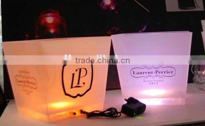 led ice bucket, Plastic square led ice bucket for beer promotion