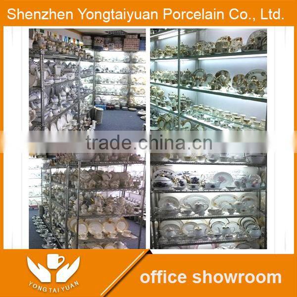 Hot sale style 3 layers fresh flower decal porcelain dry fruit plate