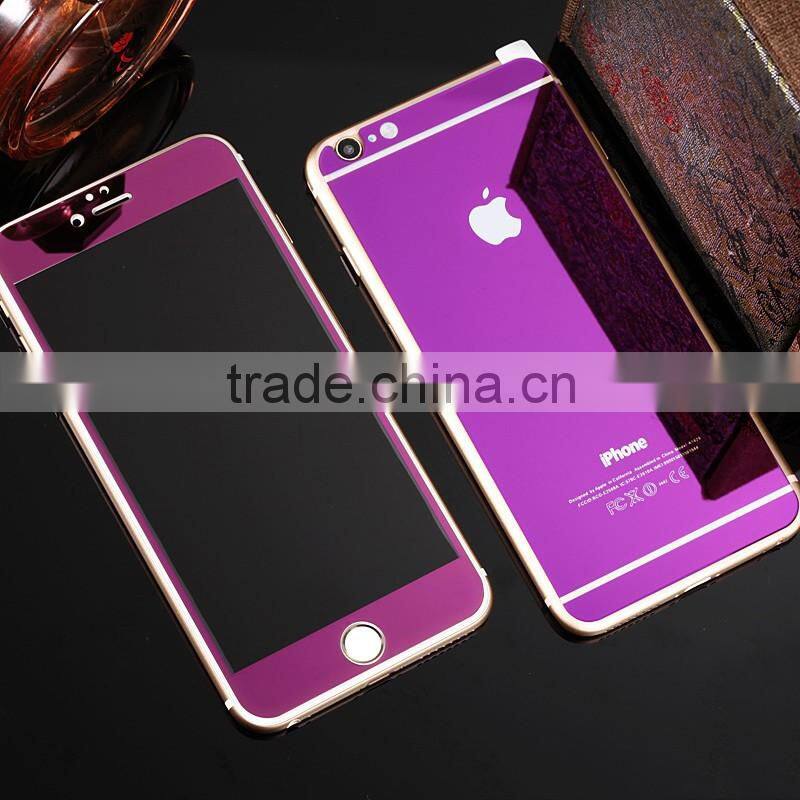 Factory Whoelsale Color Mirror Electroplated Coating Ultra Thin 0.33mm 2.5D ARC 9H Mobile Phone Use Glass Film for Iphone 6 Plus