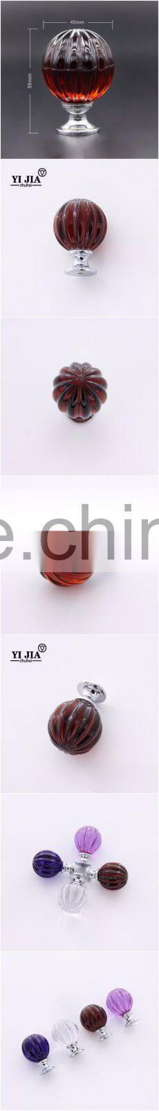 1 7/9 inch honey amber pumpkin shape brass base glass pull knobs