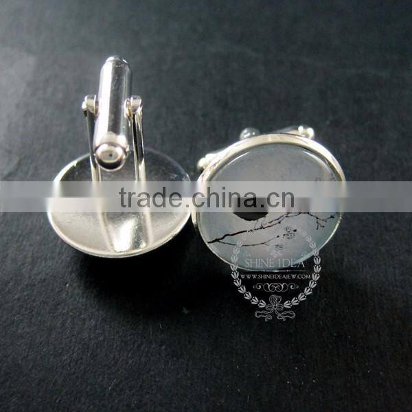 20mm silver plated bird shadow cut blue sky art collage round glass cabochon fashion cufflinks wedding cuff link gift 6600056